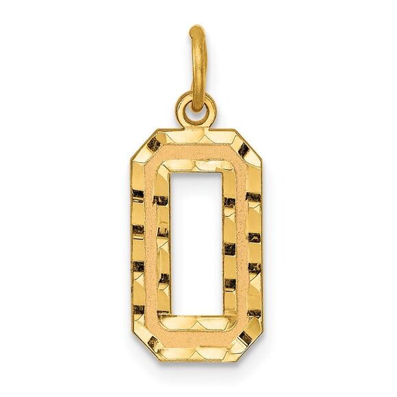 14k Yellow Gold Medium Diamond-cut Number 0 Charm